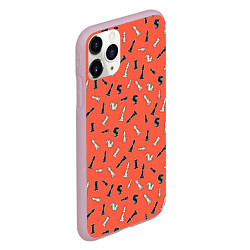 Чехол iPhone 11 Pro матовый Шахматы паттерн, цвет: 3D-розовый — фото 2