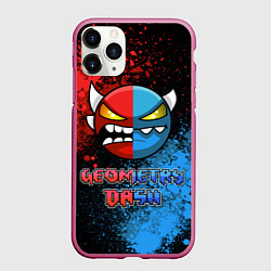 Чехол iPhone 11 Pro матовый Geometry Dash Red Blue, цвет: 3D-малиновый