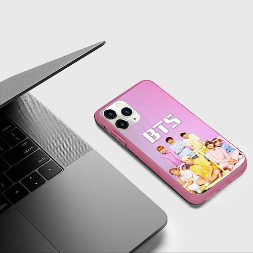 Чехол iPhone 11 Pro матовый BTS / 3D-Малиновый – фото 3