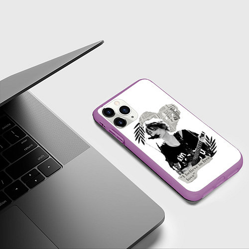 Чехол iPhone 11 Pro матовый Free love / 3D-Фиолетовый – фото 3