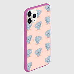 Чехол iPhone 11 Pro матовый Слоники, цвет: 3D-фиолетовый — фото 2