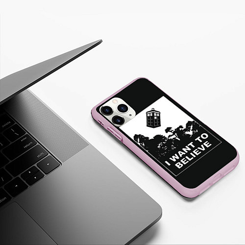 Чехол iPhone 11 Pro матовый Я хочу верить / 3D-Розовый – фото 3