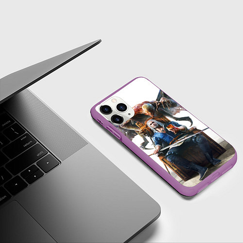 Чехол iPhone 11 Pro матовый Geralt / 3D-Фиолетовый – фото 3