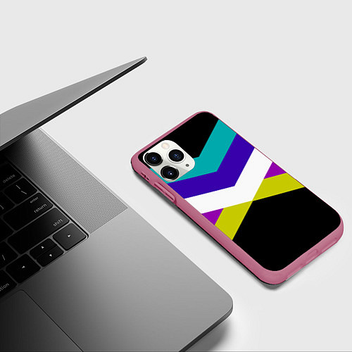 Чехол iPhone 11 Pro матовый Полосы / 3D-Малиновый – фото 3
