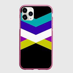 Чехол iPhone 11 Pro матовый Полосы, цвет: 3D-малиновый