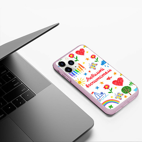 Чехол iPhone 11 Pro матовый Любимый воспитатель / 3D-Розовый – фото 3