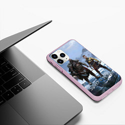 Чехол iPhone 11 Pro матовый Кратос и Атрей Рагнарек, цвет: 3D-розовый — фото 2