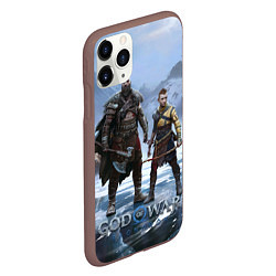 Чехол iPhone 11 Pro матовый Кратос и Атрей Рагнарек, цвет: 3D-коричневый — фото 2