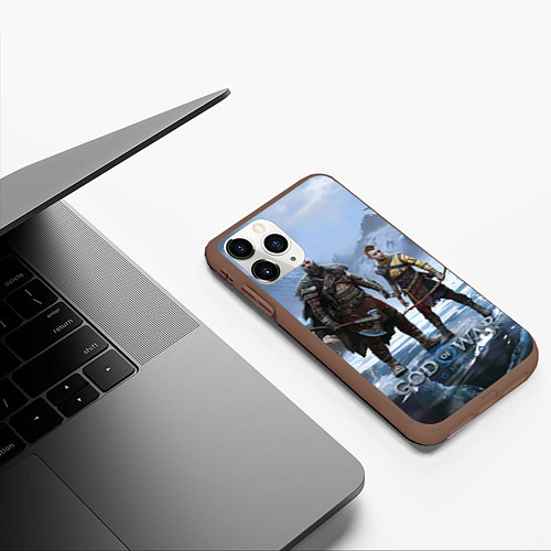 Чехол iPhone 11 Pro матовый Кратос и Атрей Рагнарек / 3D-Коричневый – фото 3