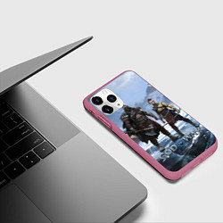 Чехол iPhone 11 Pro матовый Кратос и Атрей Рагнарек, цвет: 3D-малиновый — фото 2