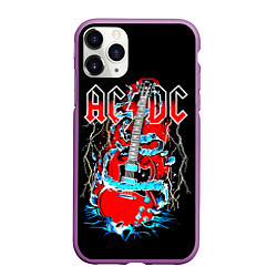 Чехол iPhone 11 Pro матовый ACDC гитара, цвет: 3D-фиолетовый