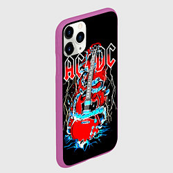 Чехол iPhone 11 Pro матовый ACDC гитара, цвет: 3D-фиолетовый — фото 2