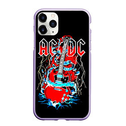 Чехол iPhone 11 Pro матовый ACDC гитара, цвет: 3D-светло-сиреневый