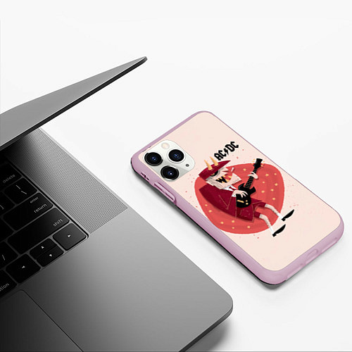 Чехол iPhone 11 Pro матовый Ангус Янг ACDC / 3D-Розовый – фото 3