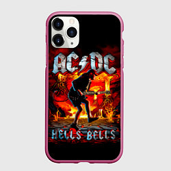 Чехол iPhone 11 Pro матовый ACDC HELLS BELLS, цвет: 3D-малиновый