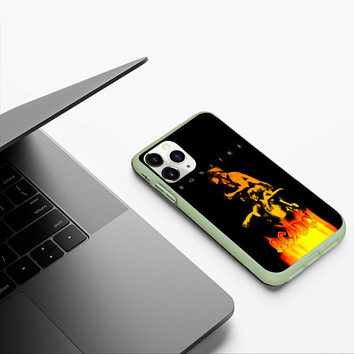 Чехол iPhone 11 Pro матовый Bonfire ACDC / 3D-Салатовый – фото 3