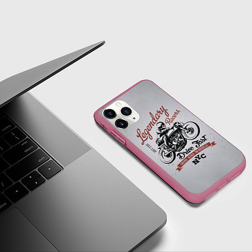 Чехол iPhone 11 Pro матовый Легендарный гонщик / 3D-Малиновый – фото 3