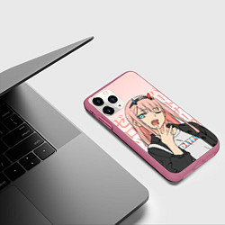 Чехол iPhone 11 Pro матовый Zero Two Darling in the Franxx, цвет: 3D-малиновый — фото 2