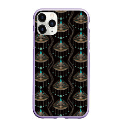 Чехол iPhone 11 Pro матовый Трехцветный арт деко, цвет: 3D-светло-сиреневый