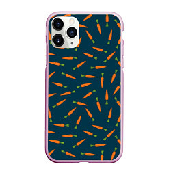 Чехол iPhone 11 Pro матовый Морковки паттерн, цвет: 3D-розовый