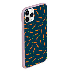 Чехол iPhone 11 Pro матовый Морковки паттерн, цвет: 3D-розовый — фото 2