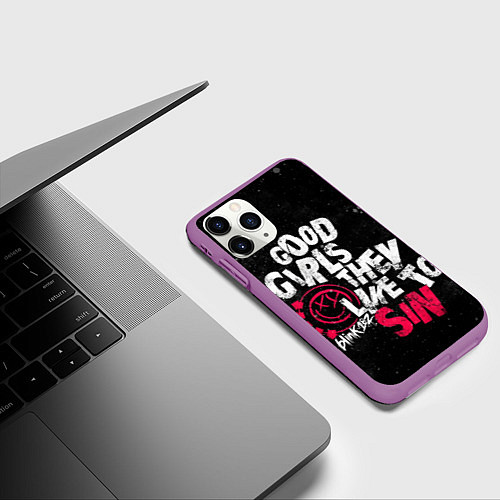 Чехол iPhone 11 Pro матовый Blink 182, Good Girl / 3D-Фиолетовый – фото 3