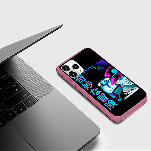 Чехол iPhone 11 Pro матовый Дзётаро и Дио, JoJo’s Bizarre / 3D-Малиновый – фото 3