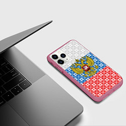 Чехол iPhone 11 Pro матовый Россия Алатырь, цвет: 3D-малиновый — фото 2