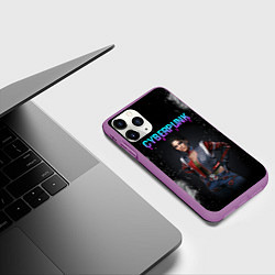 Чехол iPhone 11 Pro матовый Панам Палмер КИБЕРПАНК 2077, цвет: 3D-фиолетовый — фото 2