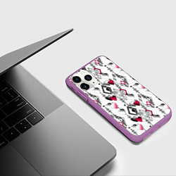 Чехол iPhone 11 Pro матовый Абстрактный современный узор, цвет: 3D-фиолетовый — фото 2