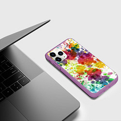 Чехол iPhone 11 Pro матовый Красно-жёлтые пятна, цвет: 3D-фиолетовый — фото 2