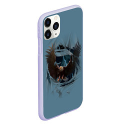 Чехол iPhone 11 Pro матовый ОРЕЛ СКВОЗЬ ТКАНЬ, цвет: 3D-светло-сиреневый — фото 2