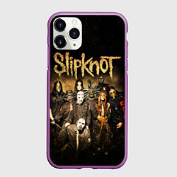 Чехол iPhone 11 Pro матовый Slipknot, цвет: 3D-фиолетовый