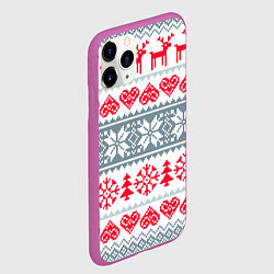 Чехол iPhone 11 Pro матовый Вязаный рисунок, цвет: 3D-фиолетовый — фото 2