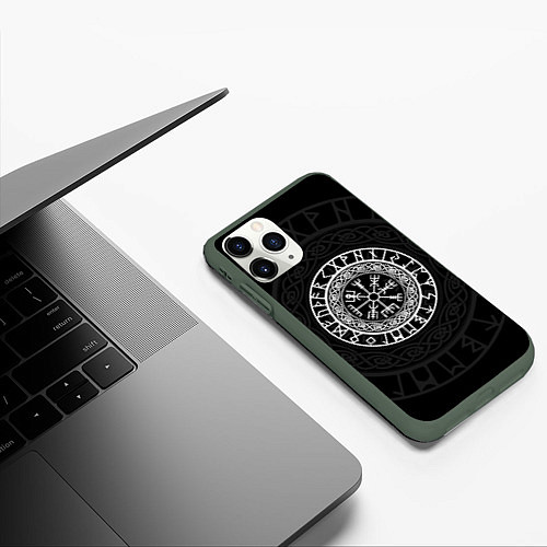 Чехол iPhone 11 Pro матовый Вегвизир Galdrastafir / 3D-Темно-зеленый – фото 3