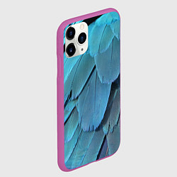 Чехол iPhone 11 Pro матовый Перья попугая, цвет: 3D-фиолетовый — фото 2