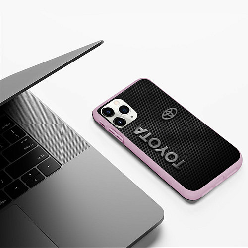 Чехол iPhone 11 Pro матовый TOYOTA STEEL HONEYCOMBS / 3D-Розовый – фото 3