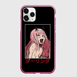 Чехол iPhone 11 Pro матовый Зеро ту ahegao франкс, цвет: 3D-малиновый