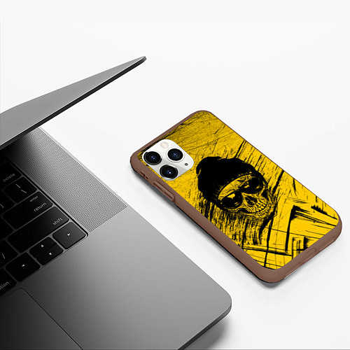 Чехол iPhone 11 Pro матовый Череп Хипстер Гранж Брызги / 3D-Коричневый – фото 3