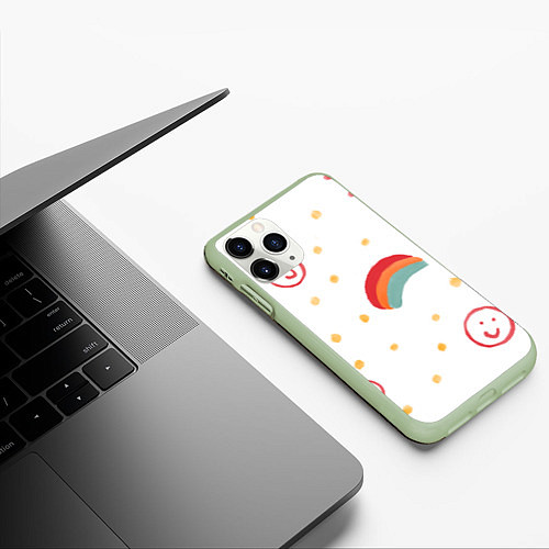 Чехол iPhone 11 Pro матовый Красочное детство / 3D-Салатовый – фото 3