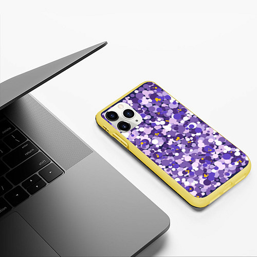 Чехол iPhone 11 Pro матовый Анютины глазки узор / 3D-Желтый – фото 3