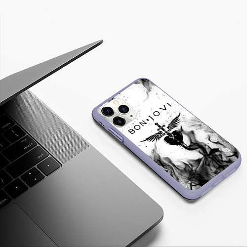 Чехол iPhone 11 Pro матовый BON JOVI HEART СЕРДЦЕ / 3D-Светло-сиреневый – фото 3