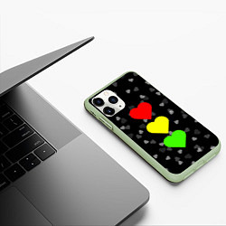 Чехол iPhone 11 Pro матовый СВЕТОФОР ИЗ СЕРДЕЦ, цвет: 3D-салатовый — фото 2