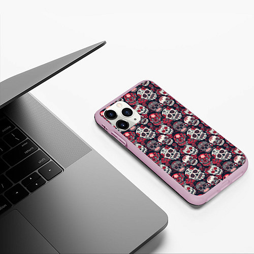 Чехол iPhone 11 Pro матовый Halloween / 3D-Розовый – фото 3