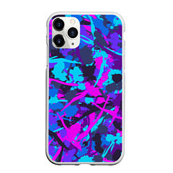 Чехол iPhone 11 Pro матовый Неоновые кляксы, цвет: 3D-белый