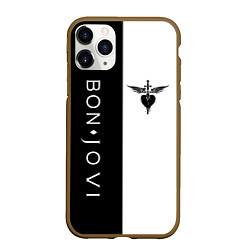 Чехол iPhone 11 Pro матовый BON JOVI BLACK WHITE, цвет: 3D-коричневый