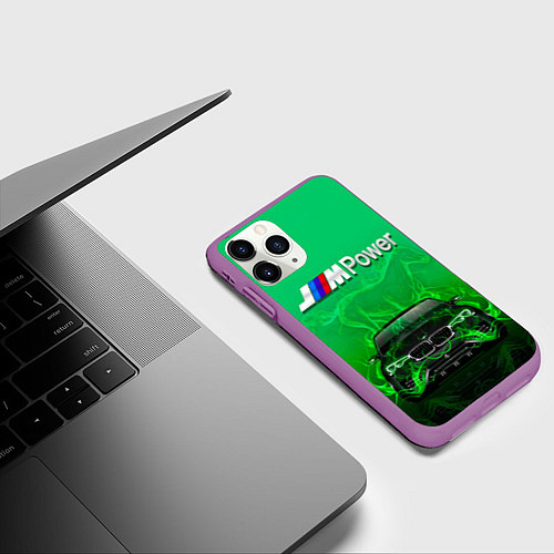 Чехол iPhone 11 Pro матовый BMW GREEN STYLE / 3D-Фиолетовый – фото 3