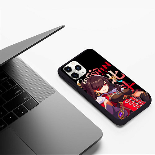 Чехол iPhone 11 Pro матовый Бэй Доу Genshin Impact / 3D-Черный – фото 3