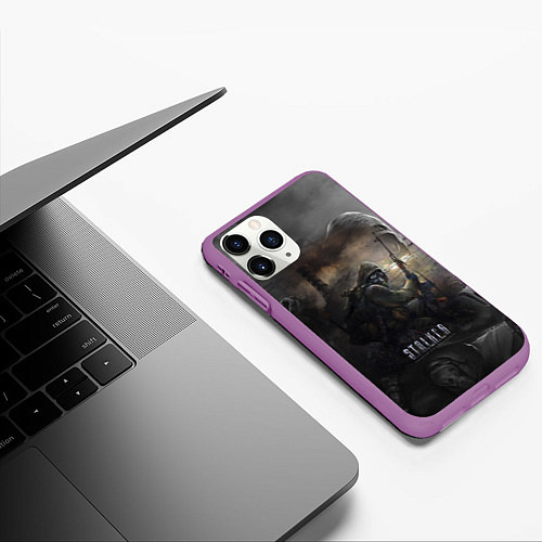 Чехол iPhone 11 Pro матовый СТАЛКЕР ТЕНИ ЧЕРНОБЫЛЯ STALKER SHADOW OF CHERNOBYL / 3D-Фиолетовый – фото 3