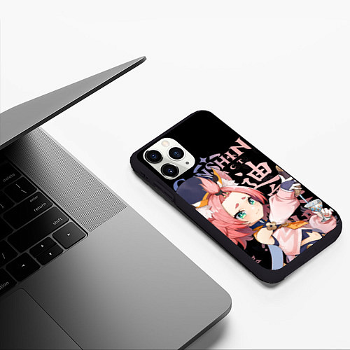 Чехол iPhone 11 Pro матовый Диона Genshin Impact / 3D-Черный – фото 3